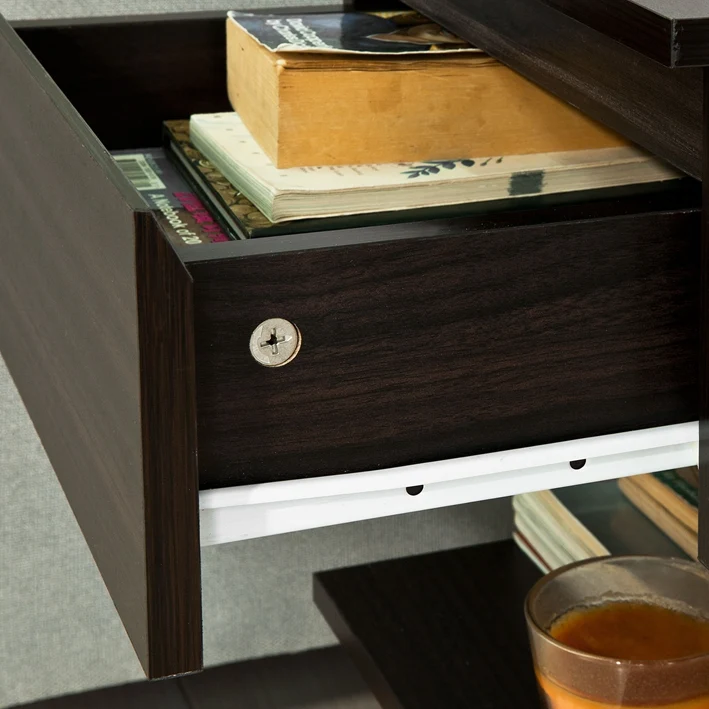 SoBuy FBT49-BR Table de chevet Table d’appoint Bout de Canapé avec 2 étagères de rangemen