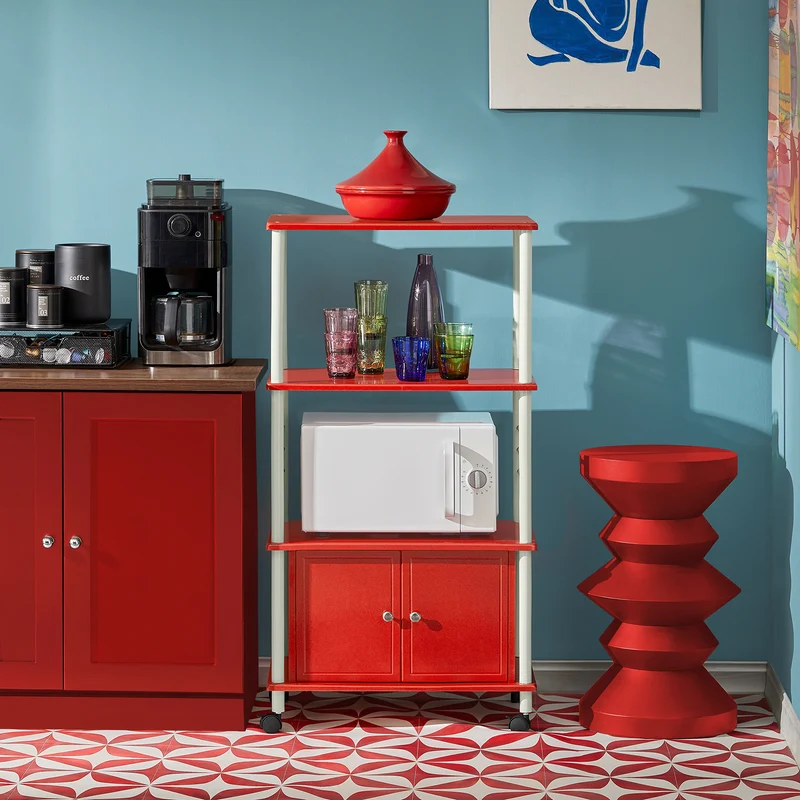 SoBuy FRG12-R Meuble de Rangement Roulant Chariot de Cuisine Micro-ondes Desserte