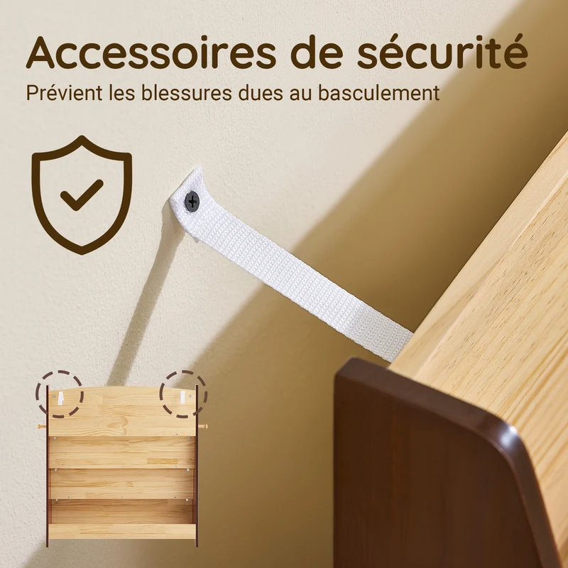SoBuy KMB32-N Bibliothèque Enfant 4 Niveaux avec 2 Crochets – Meuble Rangement Chambre Enfant – Bois Naturel