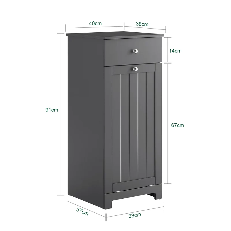 SoBuy BZR21-II-DG Meuble Salle de Bain avec Panier à Linge, 1 Tiroir et 1 Panier, Pliable, pour Salle de Bain et WC, Rangement Optimisé – L40×P38×H90 cm, Gris