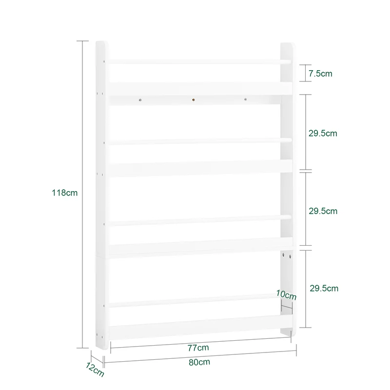 SoBuy KMB08-II-W Bibliothèque Enfant Montessori Murale, Étagère Livre Enfant 4 Niveaux, Meuble Rangement Enfant Gain de Place Blanc 80×12×118 cm