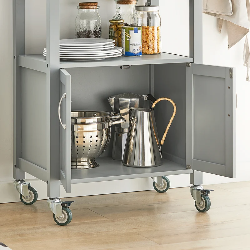 SoBuy FKW22-HG Desserte Cuisine avec Roulettes, Format Compact, Usage Polyvalent, Mobile, pour Cuisine et Salle à Manger, Usage Quotidien – L60×P44×H92 cm, Gris