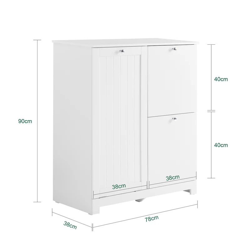 SoBuy BZR213-W Meuble Salle de Bain avec 3 Paniers à Linge – 2 Paniers Amovibles, Tri du Linge, Gain de Place, 78×38×90 cm, Blanc