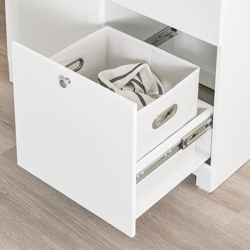 SoBuy BZR213-W Meuble Salle de Bain avec 3 Paniers à Linge – 2 Paniers Amovibles, Tri du Linge, Gain de Place, 78×38×90 cm, Blanc
