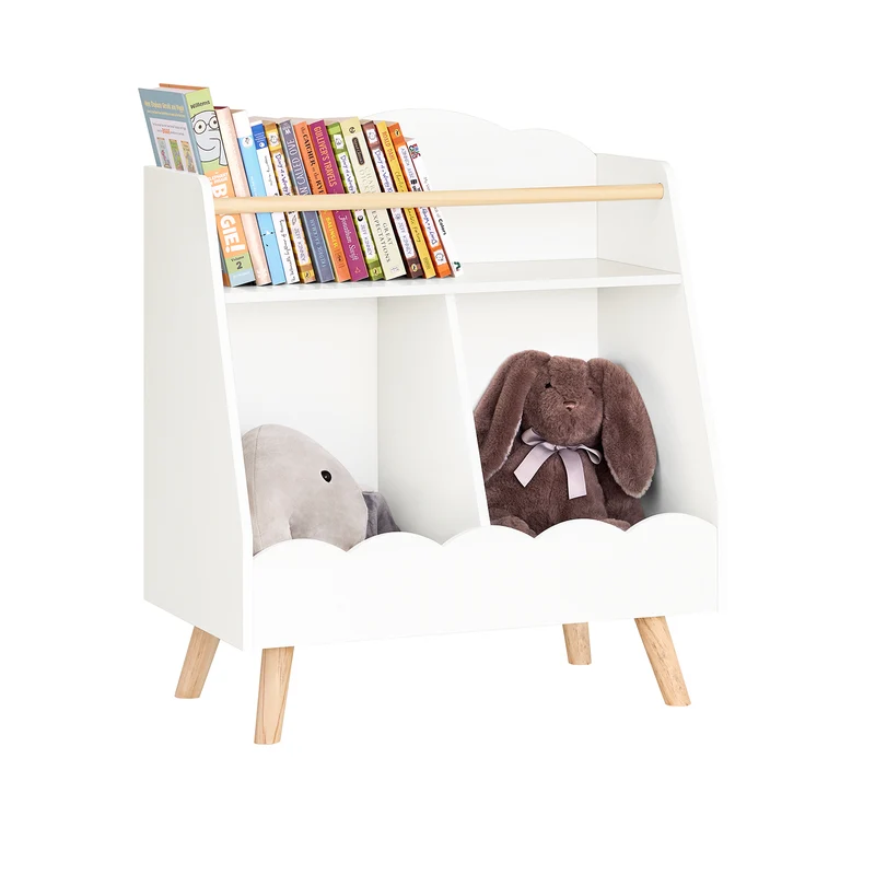 SoBuy KMB100-K-W Bibliothèque Enfant, Étagère à Livres, Étagère de Rangement Jouets pour Enfants, 2 Compartiments Ouverts