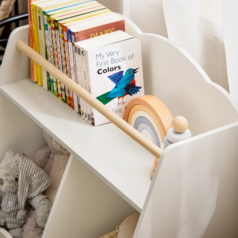 SoBuy KMB100-K-W Bibliothèque Enfant, Étagère à Livres, Étagère de Rangement Jouets pour Enfants, 2 Compartiments Ouverts
