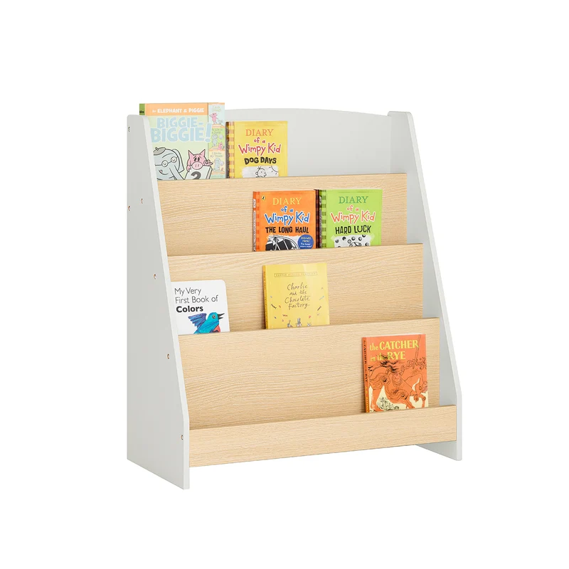 SoBuy KMB106-HG Bibliothèque avec 4 Compartiments Ouverts, pour Salon et Chambre, Rangement Optimisé, Design Fonctionnel, Usage Quotidien – L61×P30×H71 cm, Gris