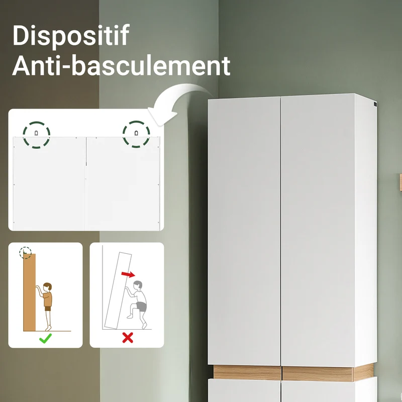 SoBuy KSB01-W Armoire Faible Profondeur 30 cm – Dressing Gain de Place, Penderie Intégrée, Blanc