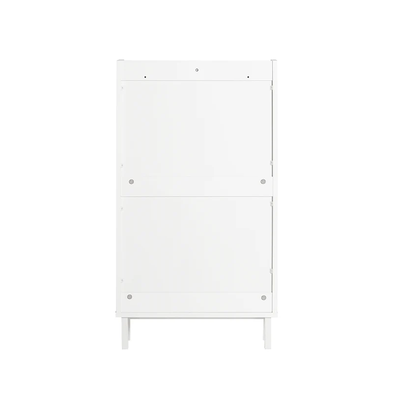 SoBuy FSR151-W Armoire à Chaussures 2 Abattants Ultra-Slim 19cm, Rangement Compact pour Entrée Couloir – 50x19x91 cm, Blanc