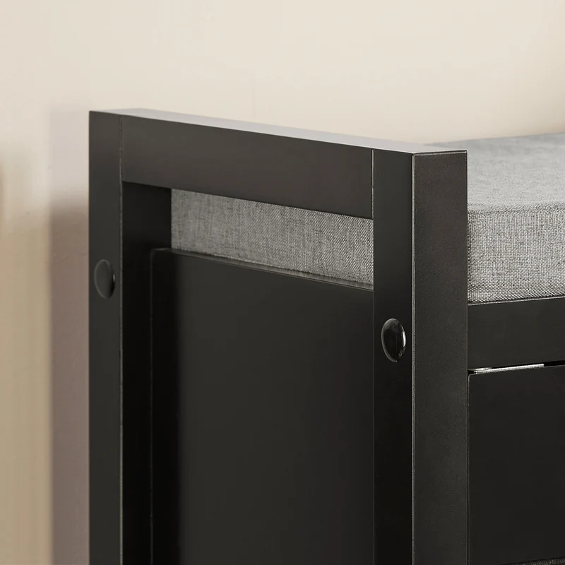 SoBuy FSR63-II-SCH Banc à Chaussures avec Coussin Rembourré et 2 Portes – L91×P30×H50 cm, Charge 150 kg, MDF E1, Noir