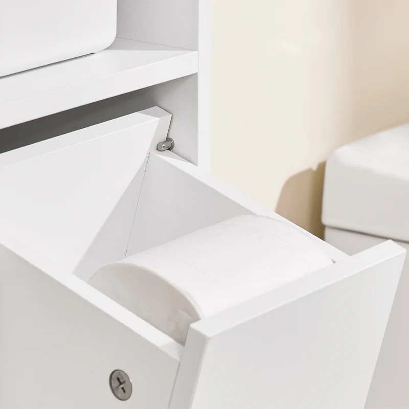 SoBuy BZR151-W Meuble de Salle de Bain Ultra-Étroit avec Étagère Réglable et Tiroir Repositionnable – L20×P20×H96 cm, Charge 30 kg, PB/MDF E1, Blanc