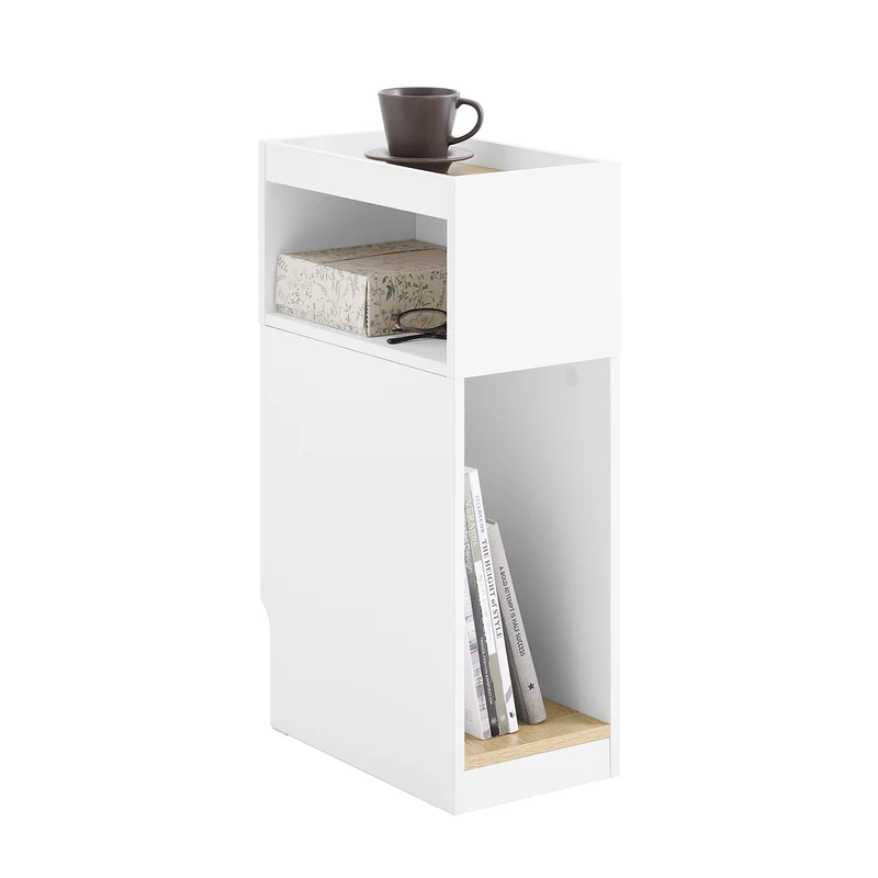 SoBuy FBT171-WN Table de Chevet Étroit, Table de Nuit avec Tiroir et Étagère, Meuble d 'appoint Moderne pour Chambre et Salon, Blanc, 20 x 35 x 60 cm