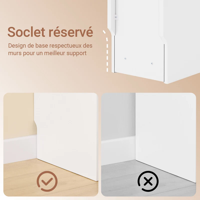 SoBuy FBT111-W Table de chevet étroite 20 cm avec tiroir design et étagère – Table de nuit slim blanche