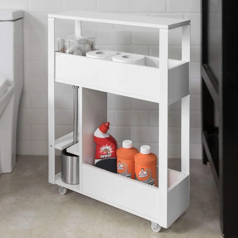 SoBuy FRG270-W Meuble de Rangement Salle de Bain Support Papier Toilette Meuble WC