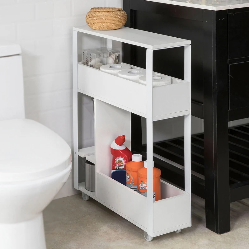 SoBuy FRG270-W Meuble de Rangement Salle de Bain Support Papier Toilette Meuble WC