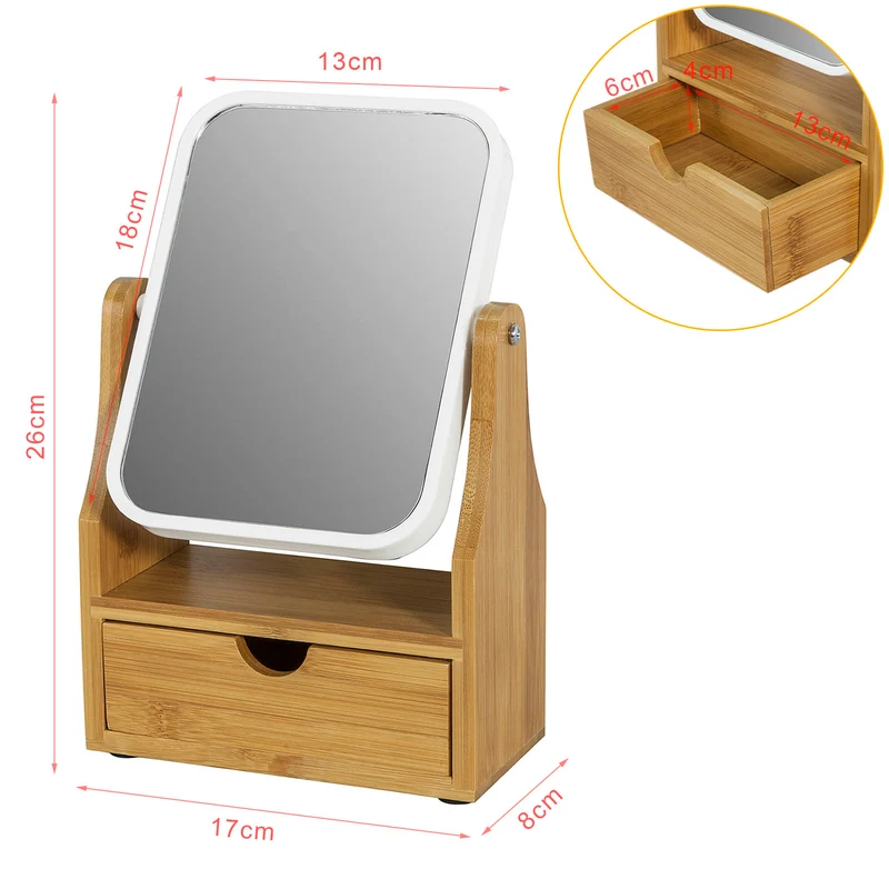 sebuyfr.comG245-N Miroir de Table Miroir de Maquillage Coiffeuse en bois Miroir pivotant