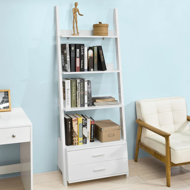 SoBuy FRG230-W Etagère Style échelle Bibliothèque Murale de 3 Niveaux