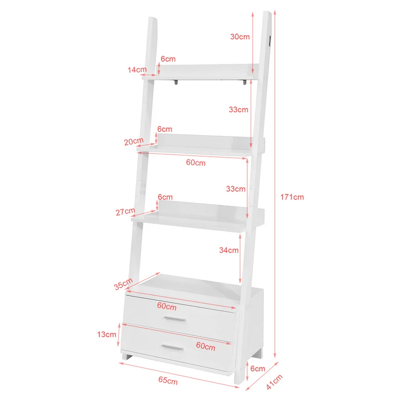 SoBuy FRG230-W Etagère Style échelle Bibliothèque Murale de 3 Niveaux