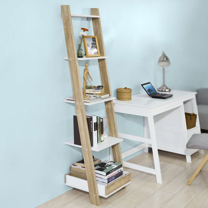 SoBuy FRG229-WN Étagère échelle escalier Bibliothèque Séjour Salon Salle de Bain