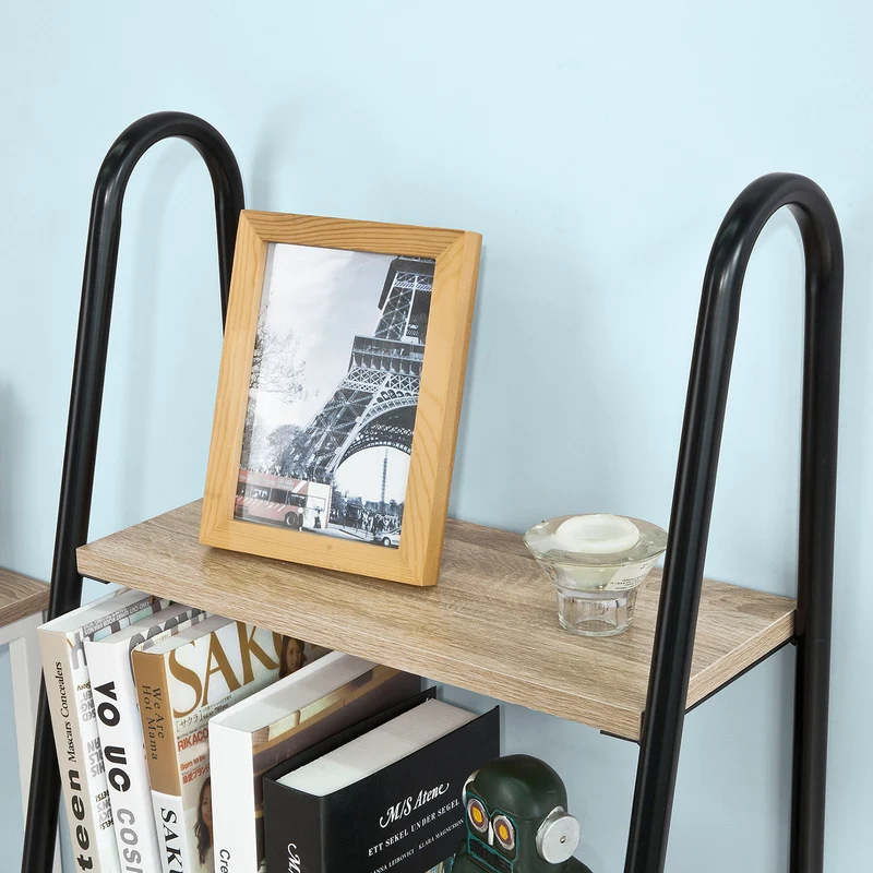 SoBuy FRG219-N Bibliothèque Étagère Style échelle de 3 Niveaux et 1 tiroir Structure