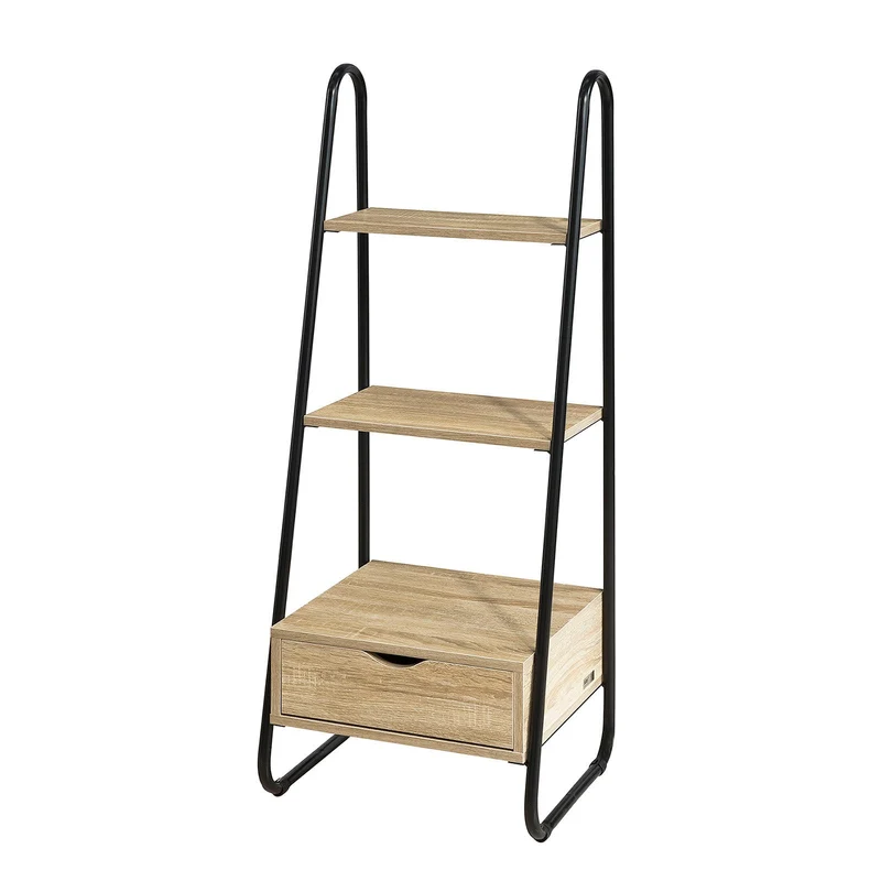 SoBuy FRG219-N Bibliothèque Étagère Style échelle de 3 Niveaux et 1 tiroir Structure