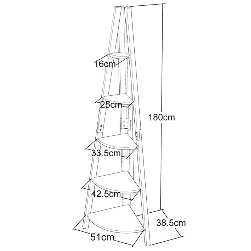 sebuyfr.comG20-W Étagère d'angle de 5 niveaux, Étagère style échelle, Blanc