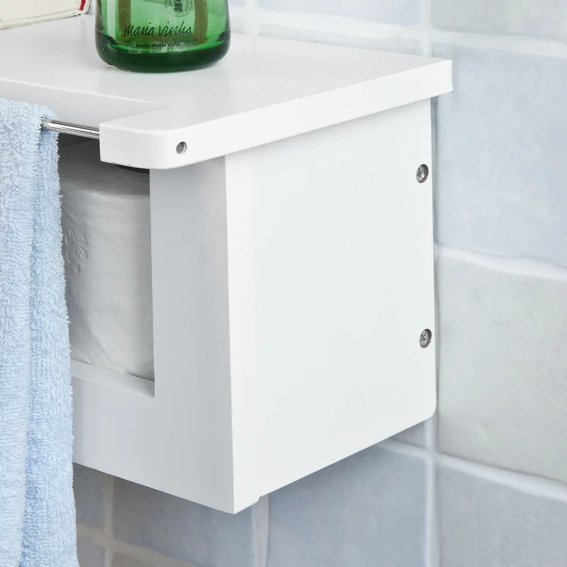 sebuyfr.comG175-W Dérouleur Papier Toilette Distributeur WC Porte Papier Mural avec Support pour Déposer Smartphone et Porte-revues