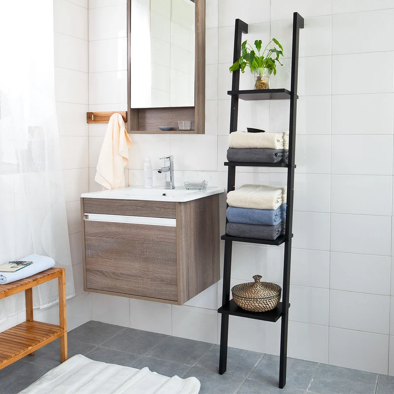 SoBuy FRG15-SCH Étagère murale style échelle, Étagère échelle 4 niveaux