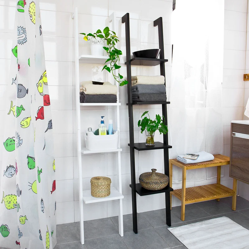 SoBuy FRG15-SCH Étagère murale style échelle, Étagère échelle 4 niveaux