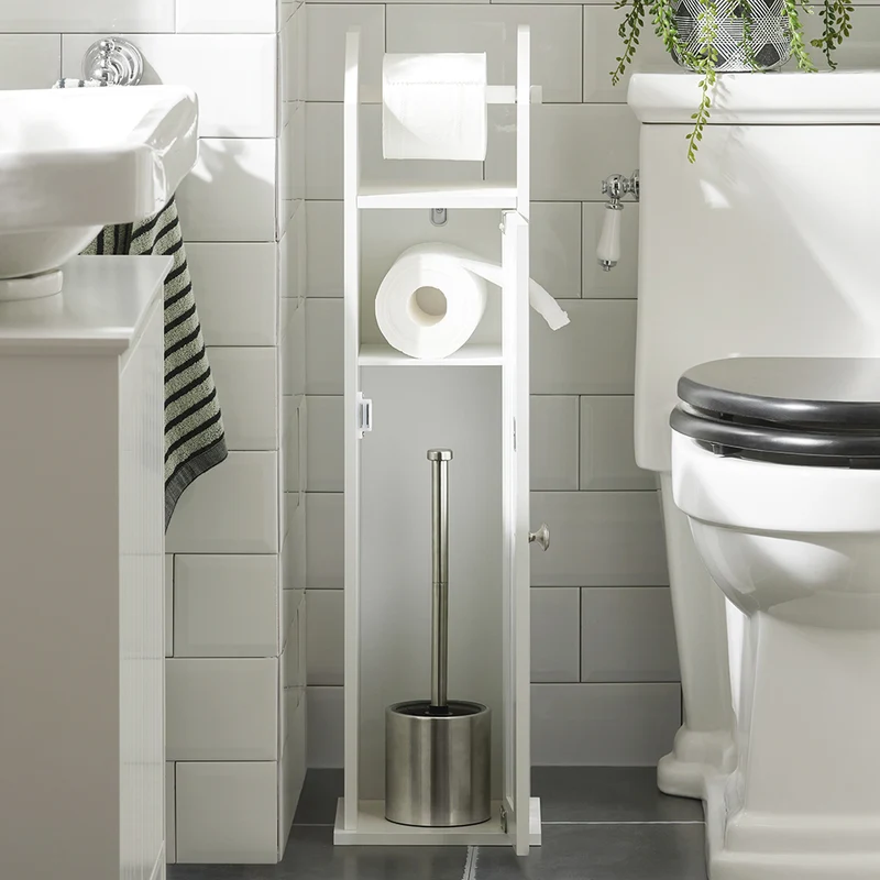 sebuyfr.comG135-W Support Papier Toilette Armoir Porte-papier Toilettes Porte Brosse WC