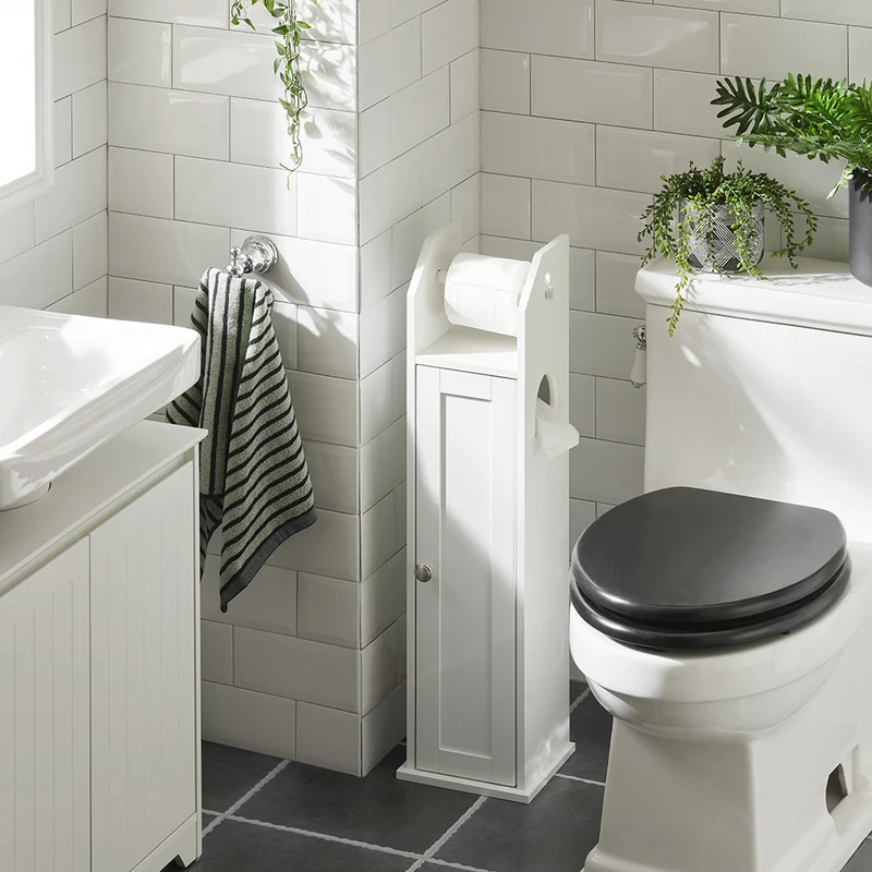 sebuyfr.comG135-W Support Papier Toilette Armoir Porte-papier Toilettes Porte Brosse WC