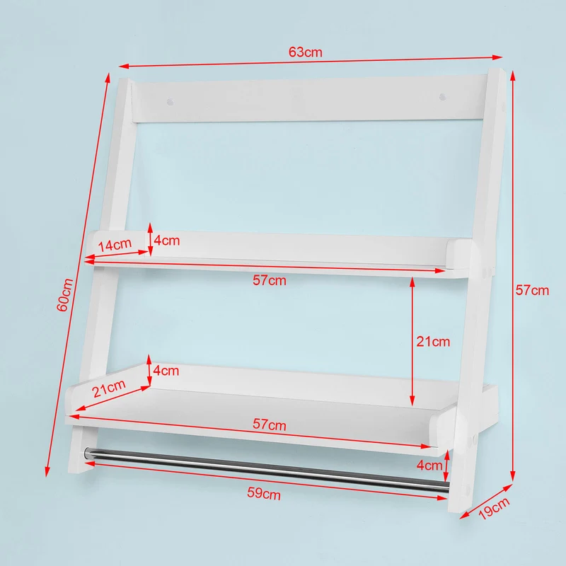 SoBuy FRG117-W Etagère murale Porte-serviettes salle de bain toilettes avec 2 tablettes