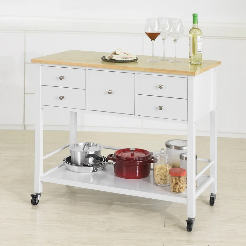 SoBuy FKW80-WN Desserte de Cuisine à roulettes Chariot de Cuisine de Service Table Roulante
