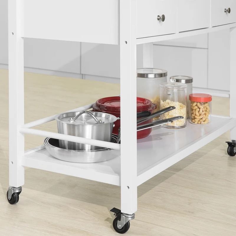 SoBuy FKW80-WN Desserte de Cuisine à roulettes Chariot de Cuisine de Service Table Roulante
