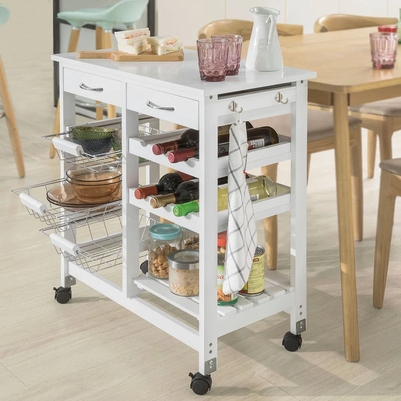 SoBuy FKW78-W Chariot de Service Desserte de Cuisine à roulettes Rangement