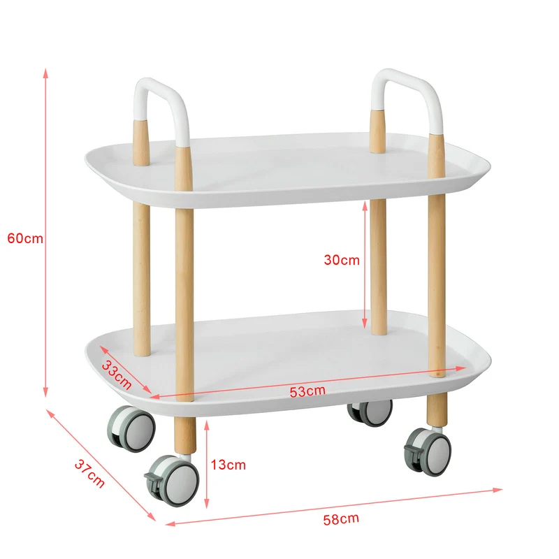 SoBuy FKW76-W Chariot de Servie Roulant à 2 Niveaux Table à Roulettes de Service Desserte