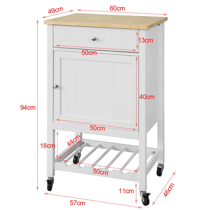 SoBuy FKW73-WN Chariot de Service Desserte de Cuisine à roulettes Meuble de Rangement
