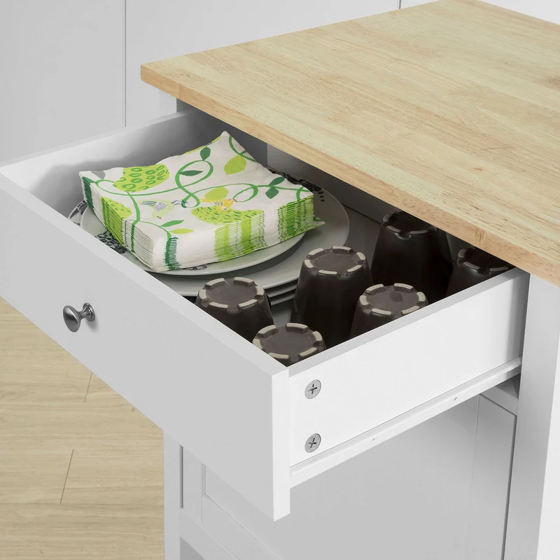 SoBuy FKW73-WN Chariot de Service Desserte de Cuisine à roulettes Meuble de Rangement