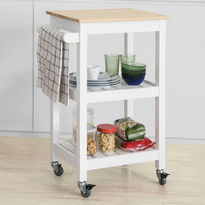SoBuy FKW67-WN Chariot de Service Desserte à roulettes Table Roulante Cuisine