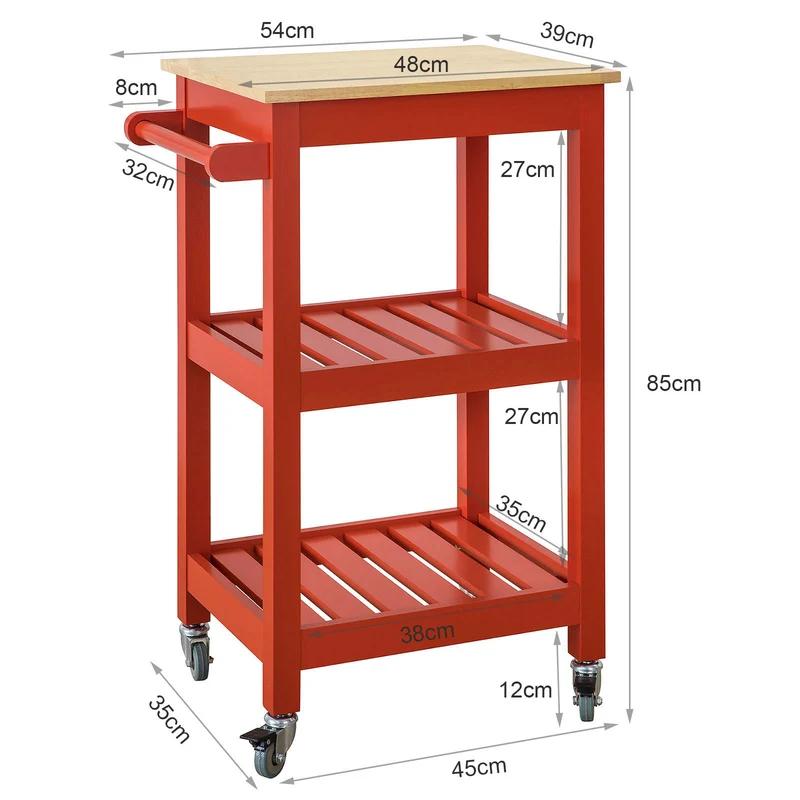 SoBuy FKW67-R Chariot de Service Desserte à roulettes Table Roulante Cuisine