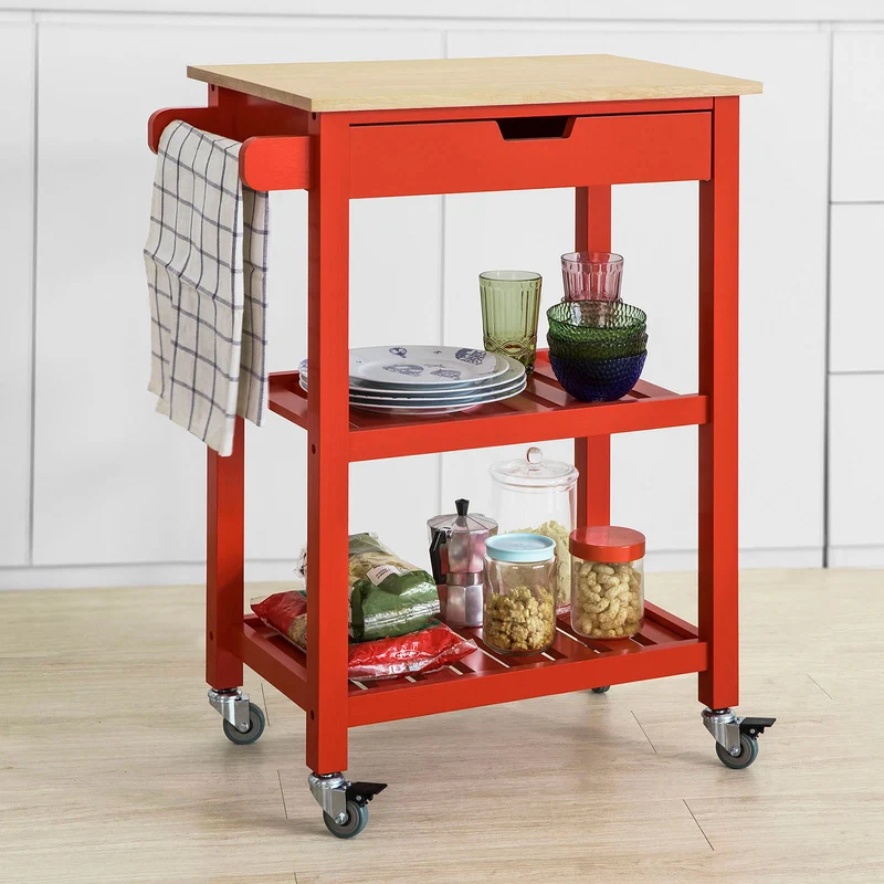 SoBuy FKW66-R Chariot de Service Desserte à roulettes Table Roulante Cuisine