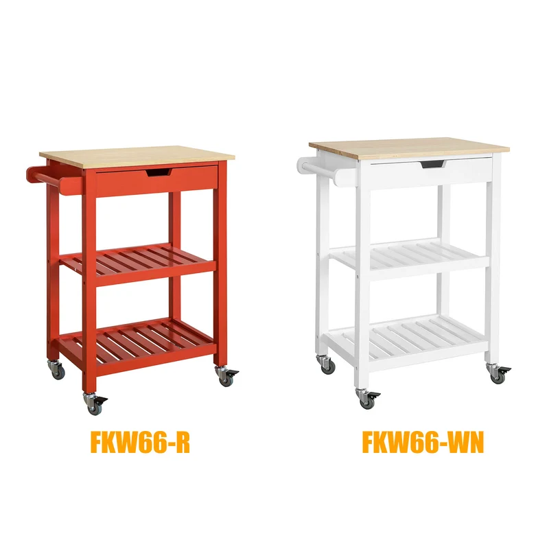 SoBuy FKW66-R Chariot de Service Desserte à roulettes Table Roulante Cuisine