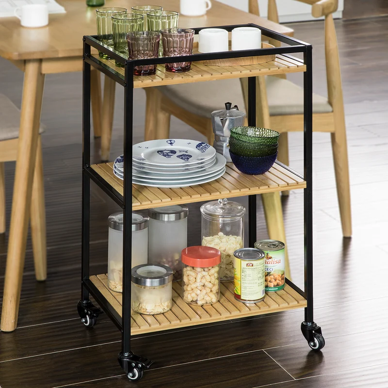 SoBuy FKW65-N Chariot de Service Desserte de Cuisine à roulettes Meuble de Rangement