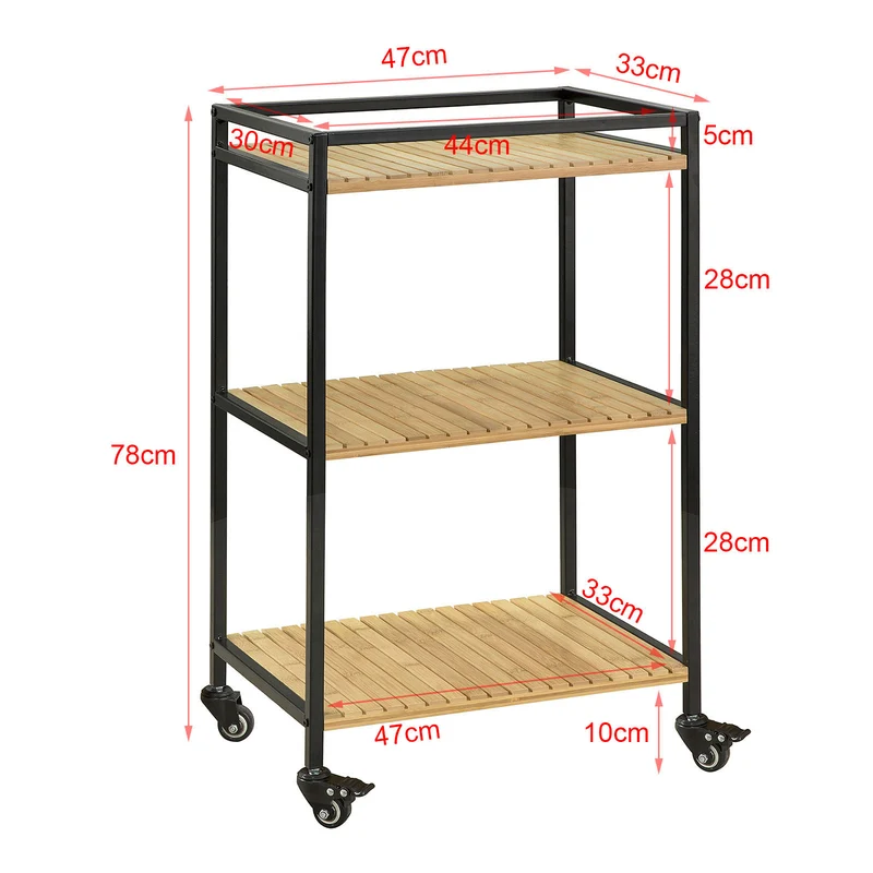 SoBuy FKW65-N Chariot de Service Desserte de Cuisine à roulettes Meuble de Rangement
