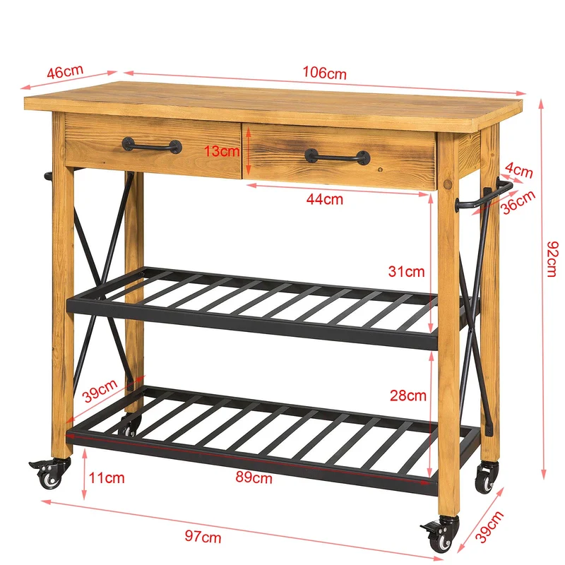 SoBuy FKW57-N Table Console Chariot de Service Desserte à roulettes FKW57-N SoBuy