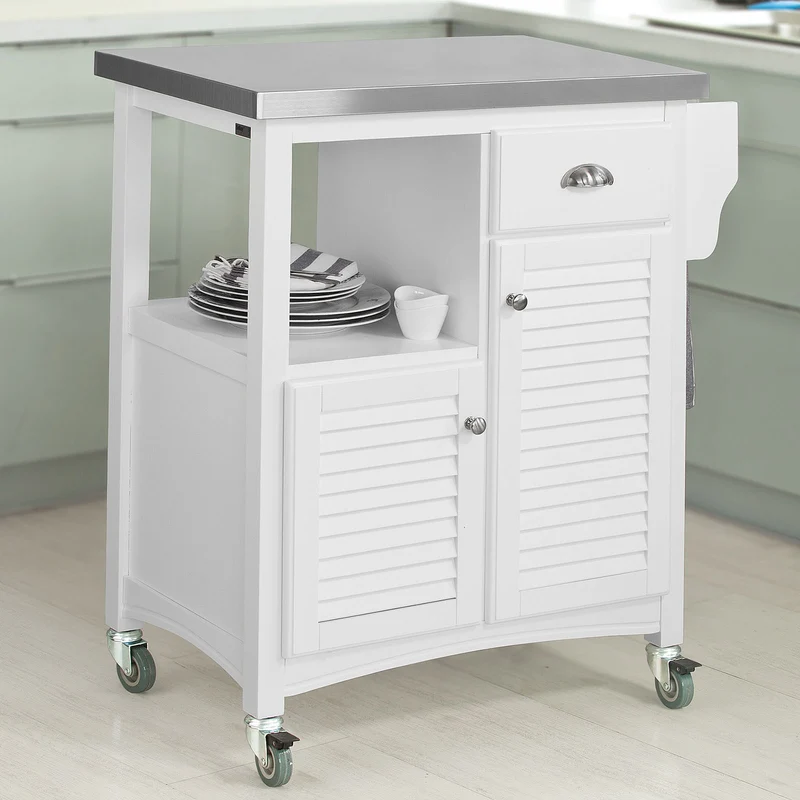 SoBuy FKW37-W Desserte sur roulettes avec Plan de Travail Résistant aux Empreintes