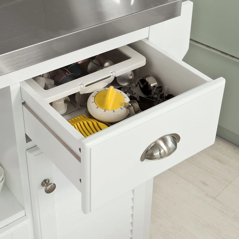 SoBuy FKW37-W Desserte sur roulettes avec Plan de Travail Résistant aux Empreintes