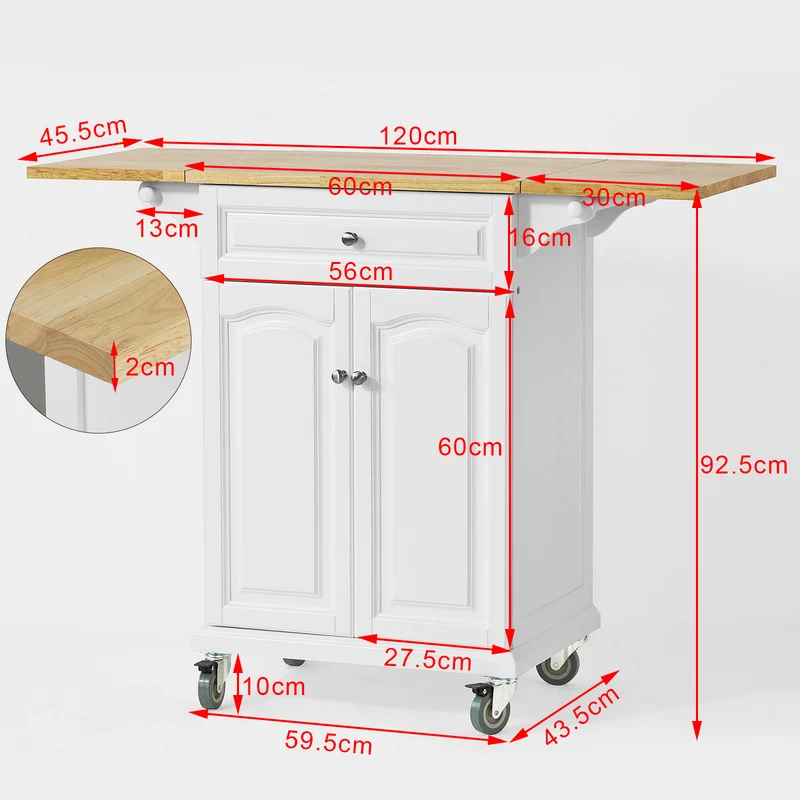 SoBuy FKW36-WN Table roulante Meuble de Rangement pour Cuisine Chariot de Cuisine de Service