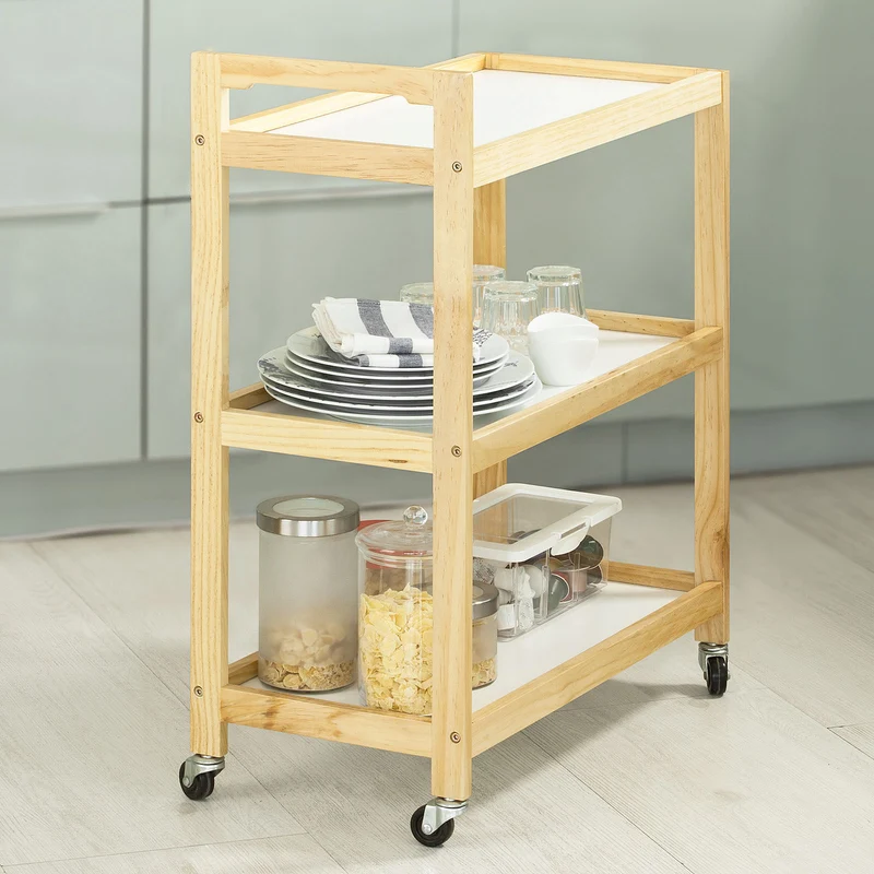 SoBuy FKW34-WN Chariot de service 3 tablettes Desserte de cuisine sur roulettes