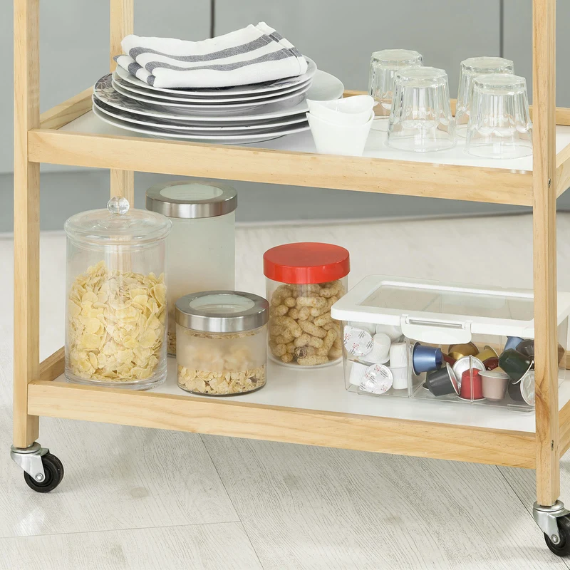 SoBuy FKW34-WN Chariot de service 3 tablettes Desserte de cuisine sur roulettes